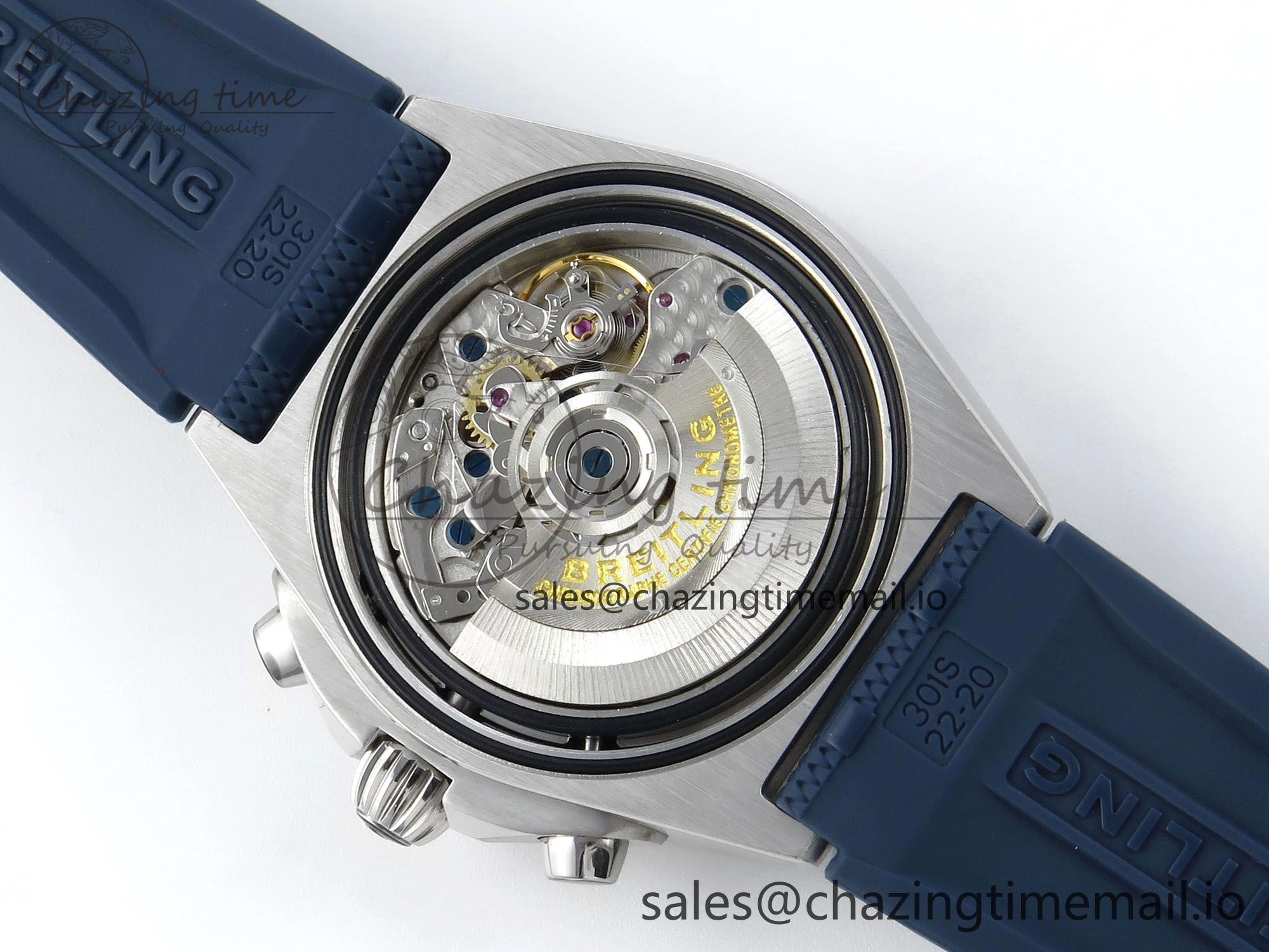 Chronomat B01 42mm SS TF 1:1 Best Edition Blue Dial on Blue Rouleaux Strap A7750 V2