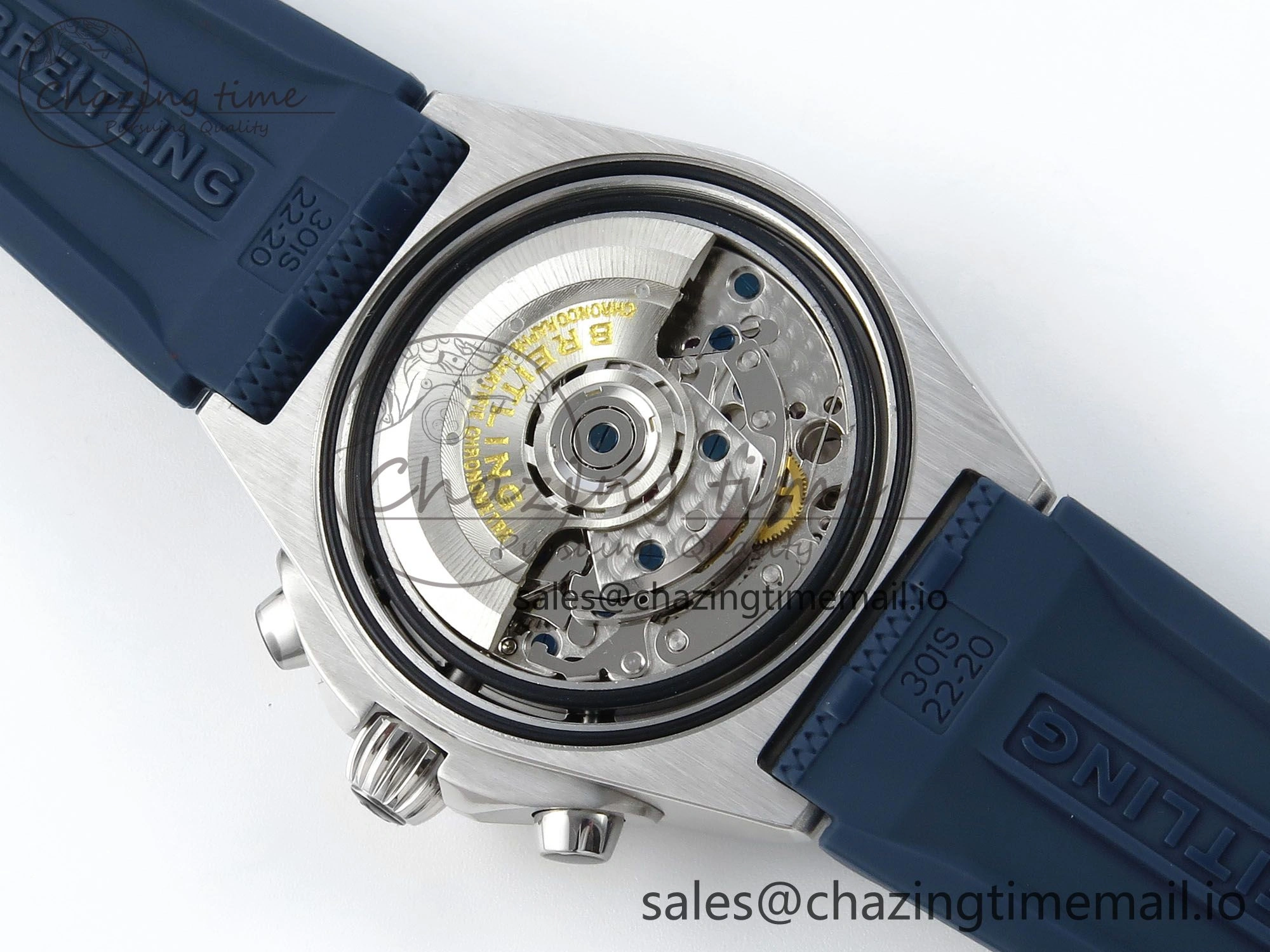 Chronomat B01 42mm SS TF 1:1 Best Edition Blue Dial on Blue Rouleaux Strap A7750 V2