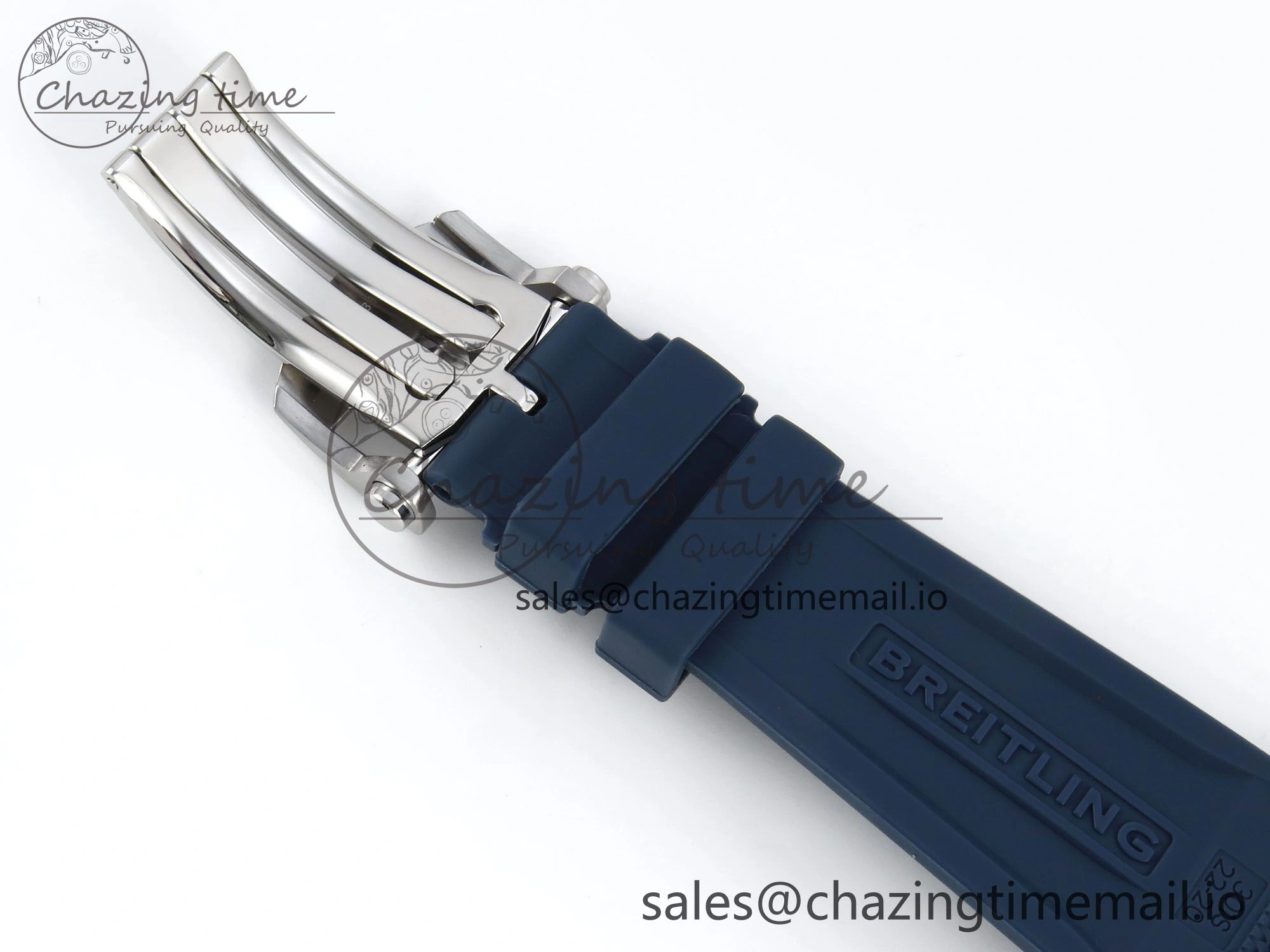 Chronomat B01 42mm SS TF 1:1 Best Edition Blue Dial on Blue Rouleaux Strap A7750 V2