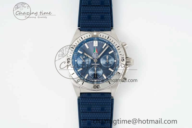 Chronomat B01 42mm SS TF 1:1 Best Edition Blue Dial on Blue Rubber Strap A7750