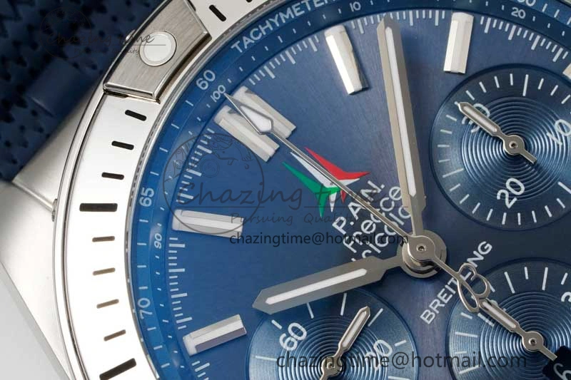 Chronomat B01 42mm SS TF 1:1 Best Edition Blue Dial on Blue Rubber Strap A7750