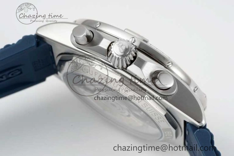 Chronomat B01 42mm SS TF 1:1 Best Edition Blue Dial on Blue Rubber Strap A7750
