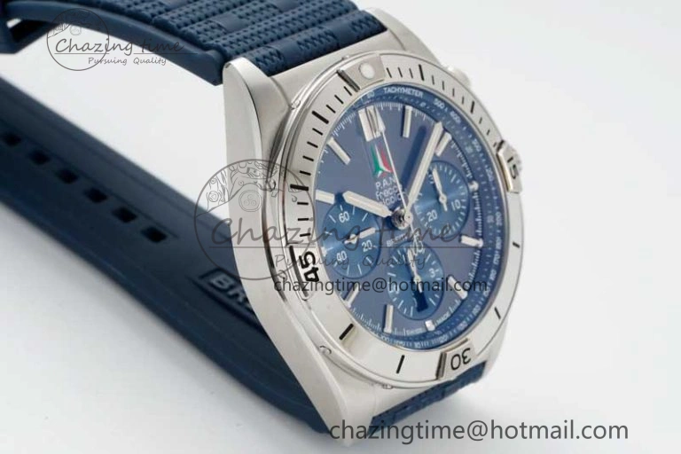 Chronomat B01 42mm SS TF 1:1 Best Edition Blue Dial on Blue Rubber Strap A7750