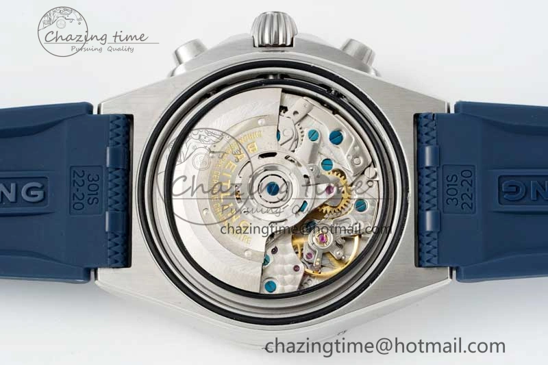 Chronomat B01 42mm SS TF 1:1 Best Edition Blue Dial on Blue Rubber Strap A7750