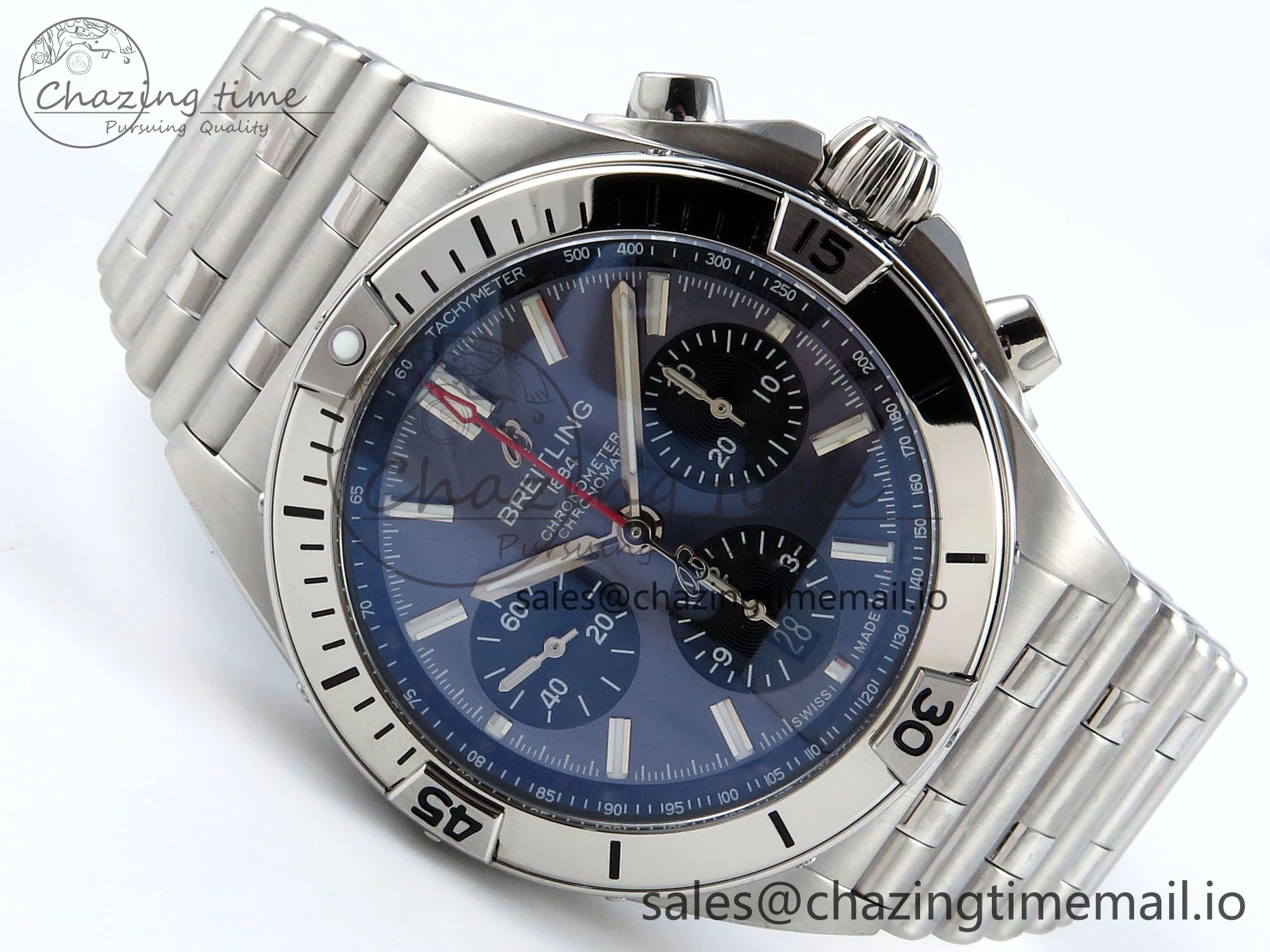 Chronomat B01 42mm SS TF 1:1 Best Edition Blue Dial on SS Bracelet A7750 V2