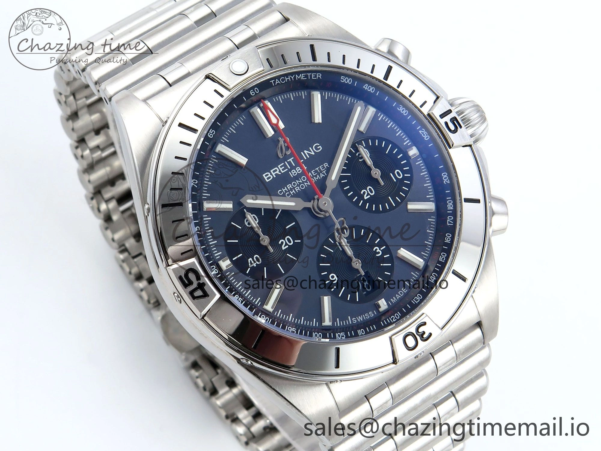 Chronomat B01 42mm SS TF 1:1 Best Edition Blue Dial on SS Bracelet A7750 V2