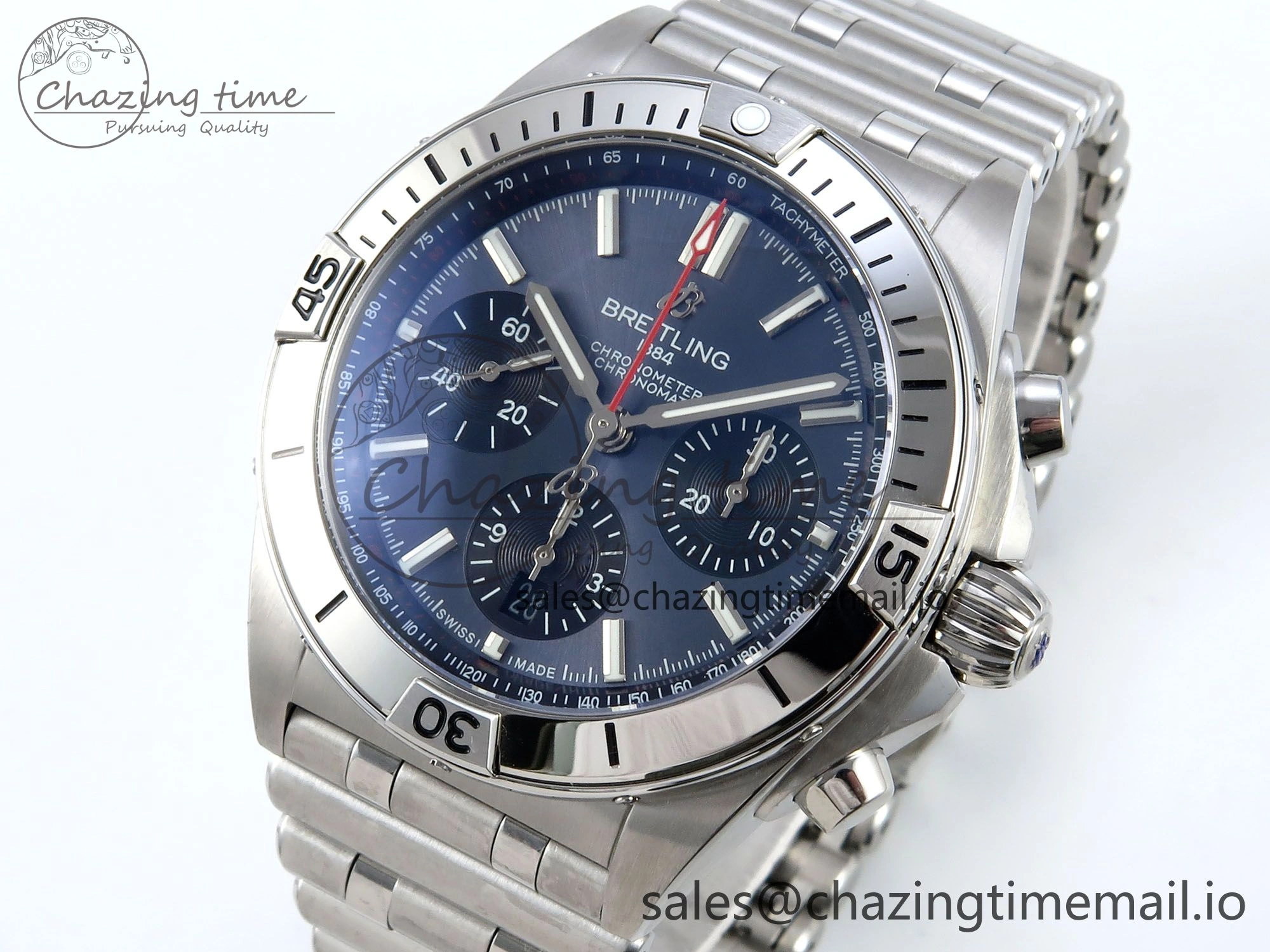 Chronomat B01 42mm SS TF 1:1 Best Edition Blue Dial on SS Bracelet A7750 V2