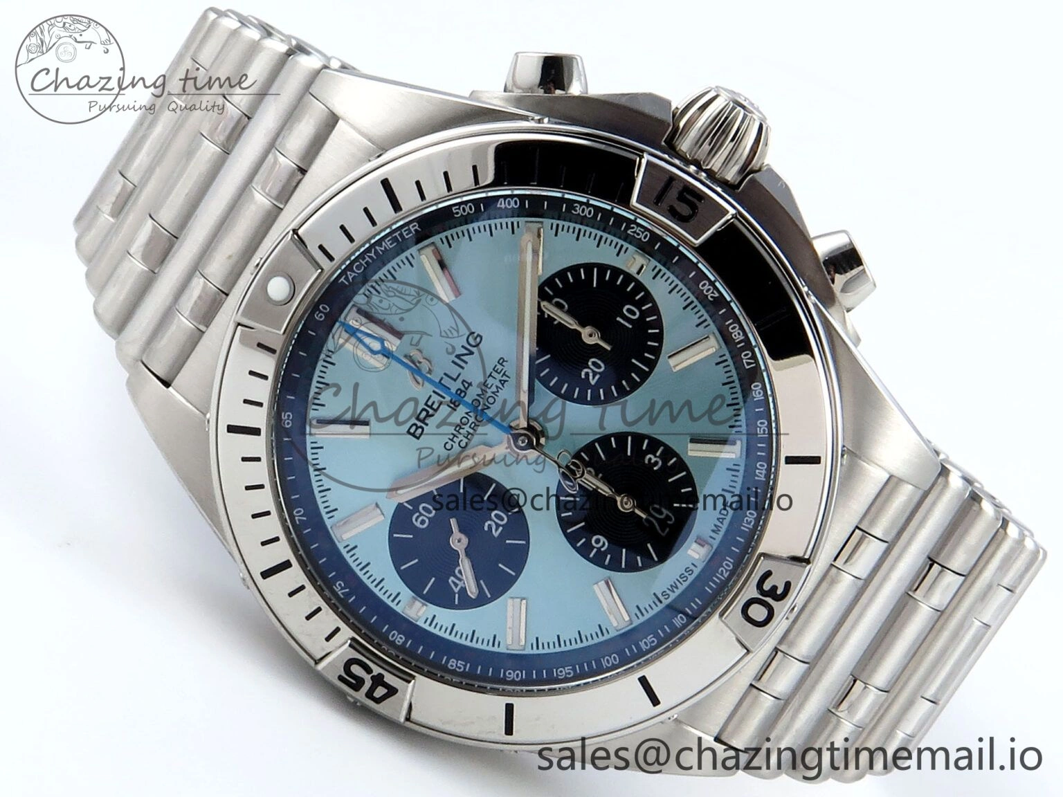 Chronomat B01 42mm SS TF 1:1 Best Edition Blue Black Dial on SS Bracelet A7750 V2