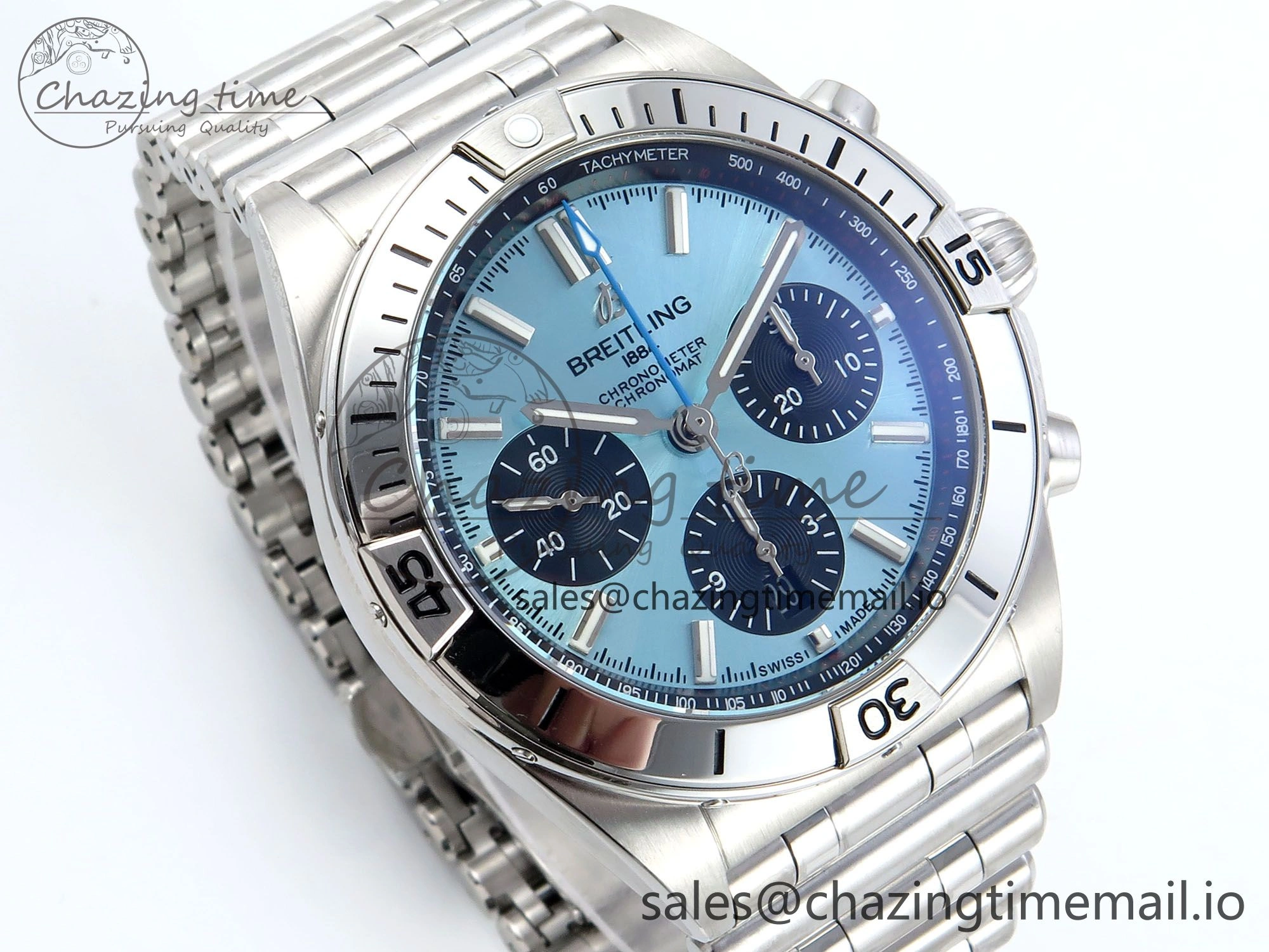 Chronomat B01 42mm SS TF 1:1 Best Edition Blue Black Dial on SS Bracelet A7750 V2