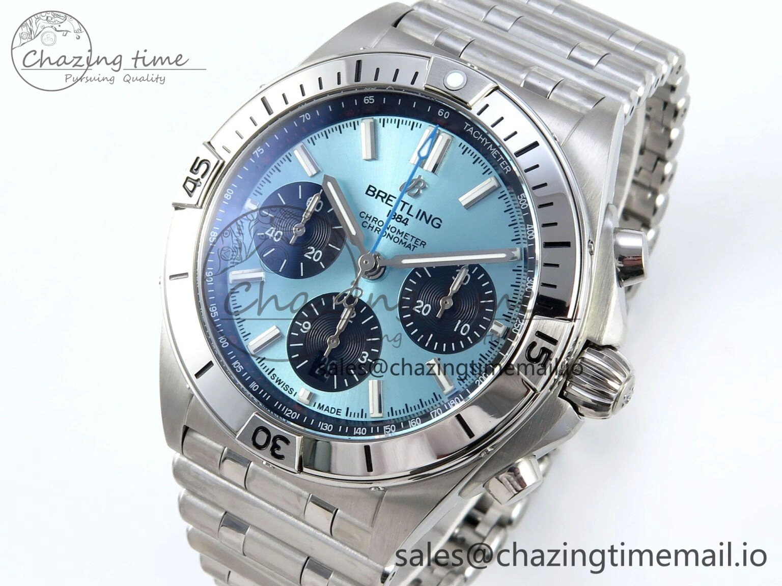 Chronomat B01 42mm SS TF 1:1 Best Edition Blue Black Dial on SS Bracelet A7750 V2