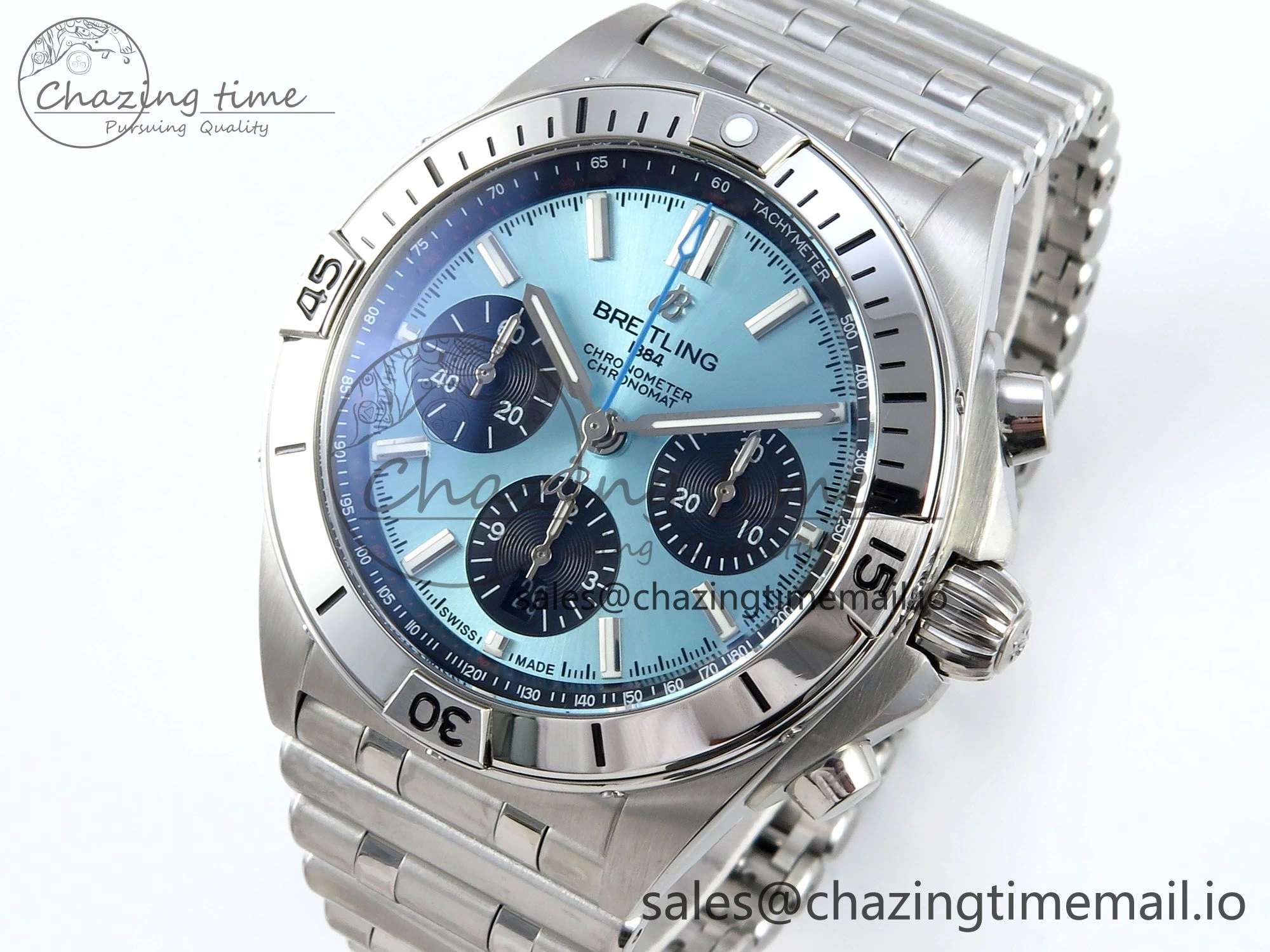 Chronomat B01 42mm SS TF 1:1 Best Edition Blue Black Dial on SS Bracelet A7750 V2