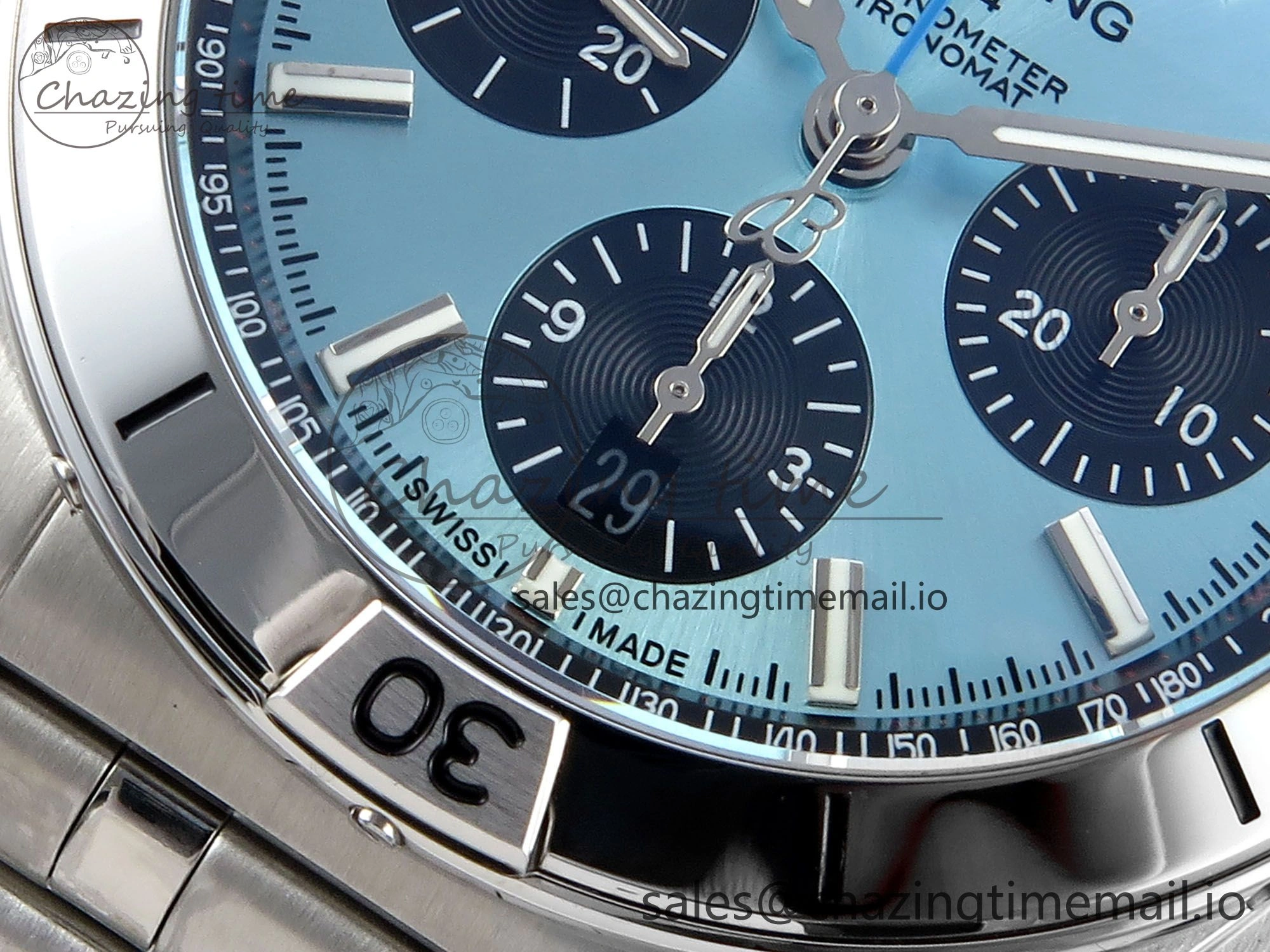 Chronomat B01 42mm SS TF 1:1 Best Edition Blue Black Dial on SS Bracelet A7750 V2