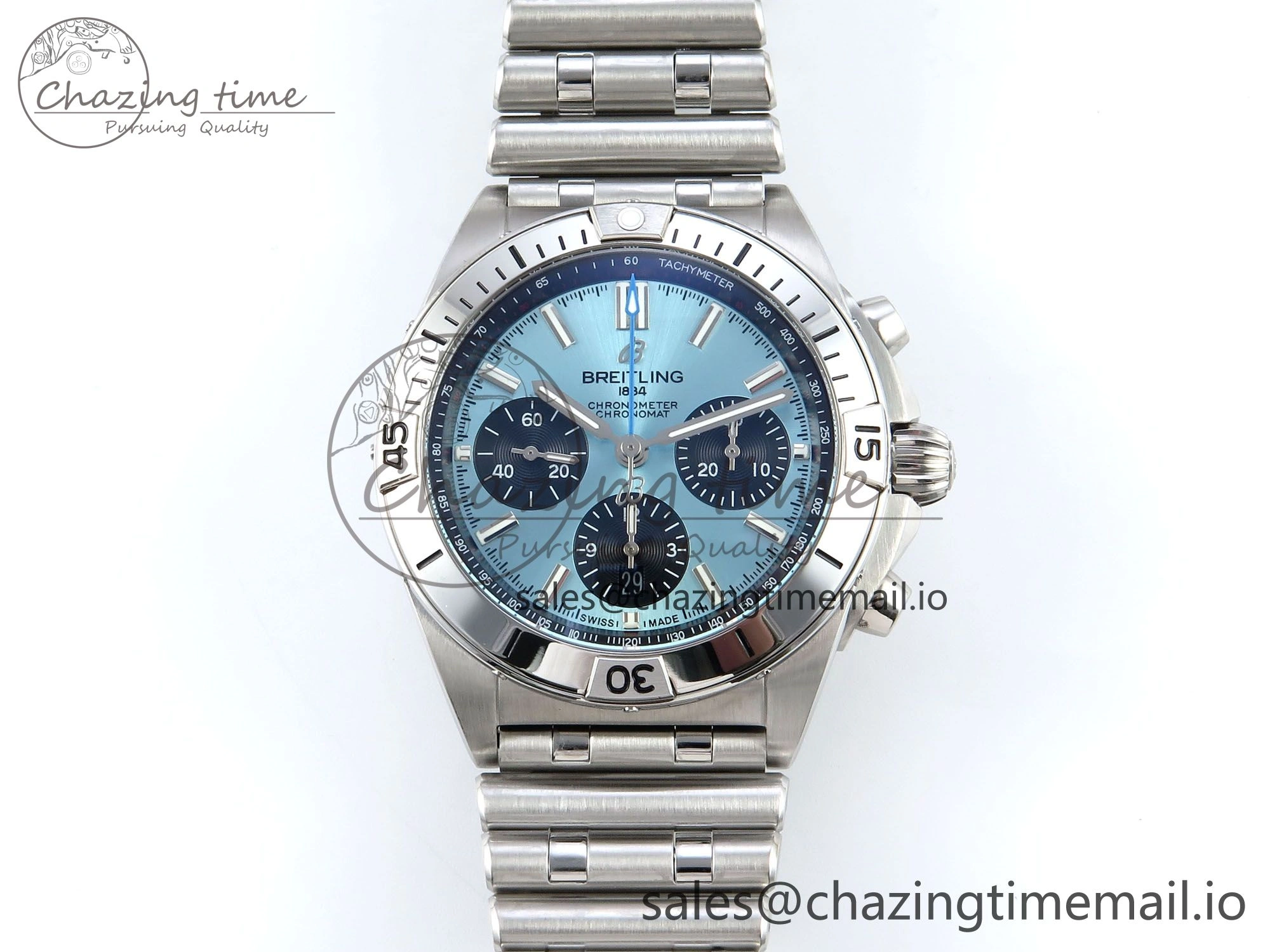 Chronomat B01 42mm SS TF 1:1 Best Edition Blue Black Dial on SS Bracelet A7750 V2
