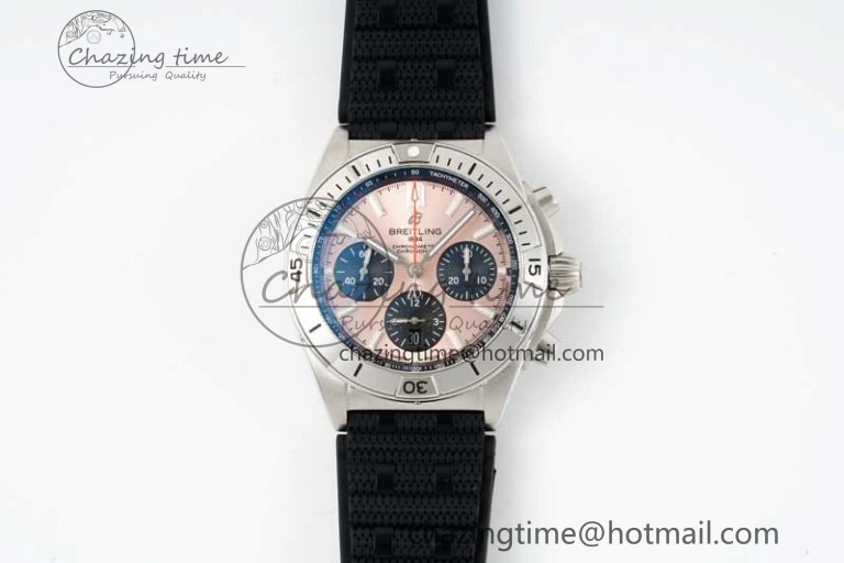 Chronomat B01 42mm SS TF 1:1 Best Edition Brown Dial on Black Rubber Strap A7750