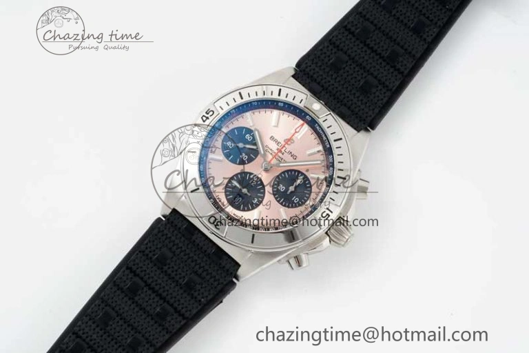 Chronomat B01 42mm SS TF 1:1 Best Edition Brown Dial on Black Rubber Strap A7750
