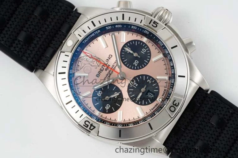Chronomat B01 42mm SS TF 1:1 Best Edition Brown Dial on Black Rubber Strap A7750