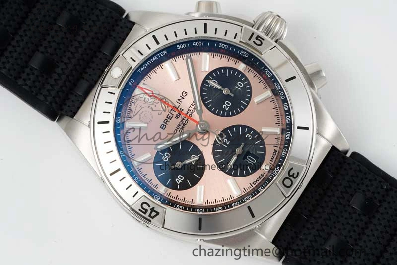 Chronomat B01 42mm SS TF 1:1 Best Edition Brown Dial on Black Rubber Strap A7750