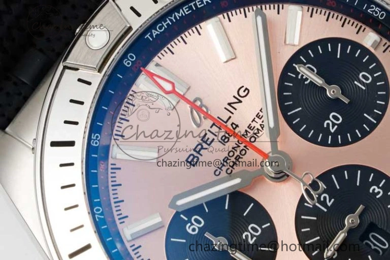 Chronomat B01 42mm SS TF 1:1 Best Edition Brown Dial on Black Rubber Strap A7750