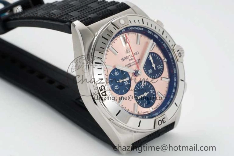 Chronomat B01 42mm SS TF 1:1 Best Edition Brown Dial on Black Rubber Strap A7750