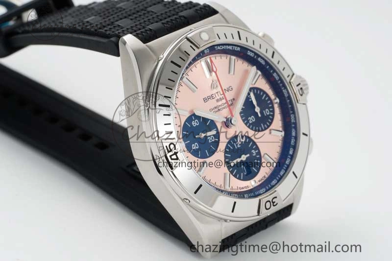 Chronomat B01 42mm SS TF 1:1 Best Edition Brown Dial on Black Rubber Strap A7750