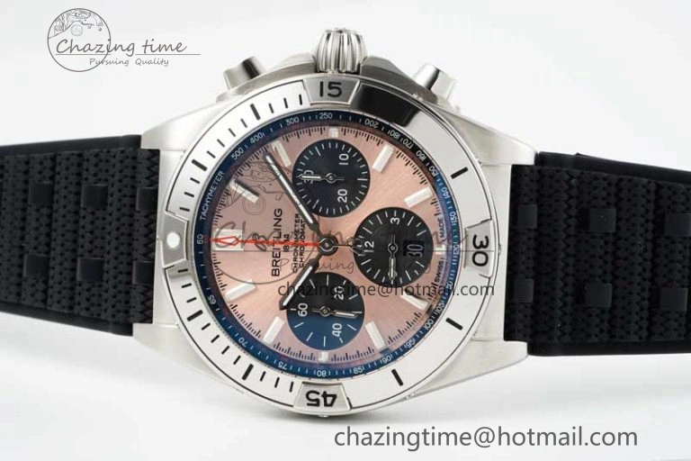 Chronomat B01 42mm SS TF 1:1 Best Edition Brown Dial on Black Rubber Strap A7750
