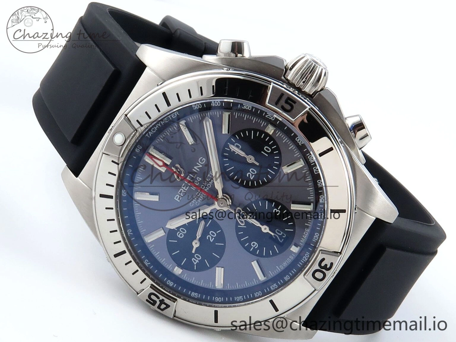 Chronomat B01 42mm SS TF 1:1 Best Edition Gray Dial on Black Rubber Strap A7750 V2