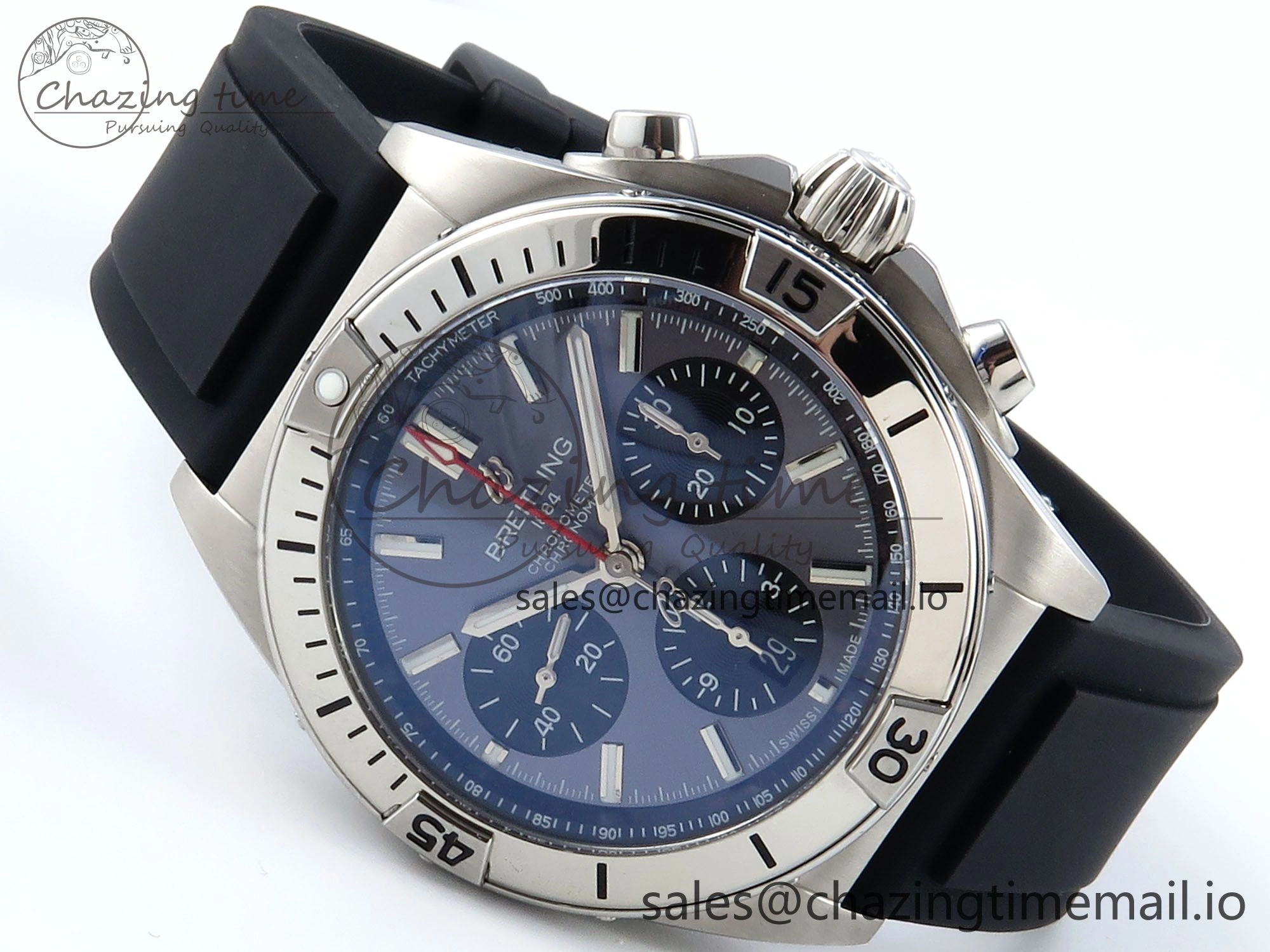 Chronomat B01 42mm SS TF 1:1 Best Edition Gray Dial on Black Rubber Strap A7750 V2
