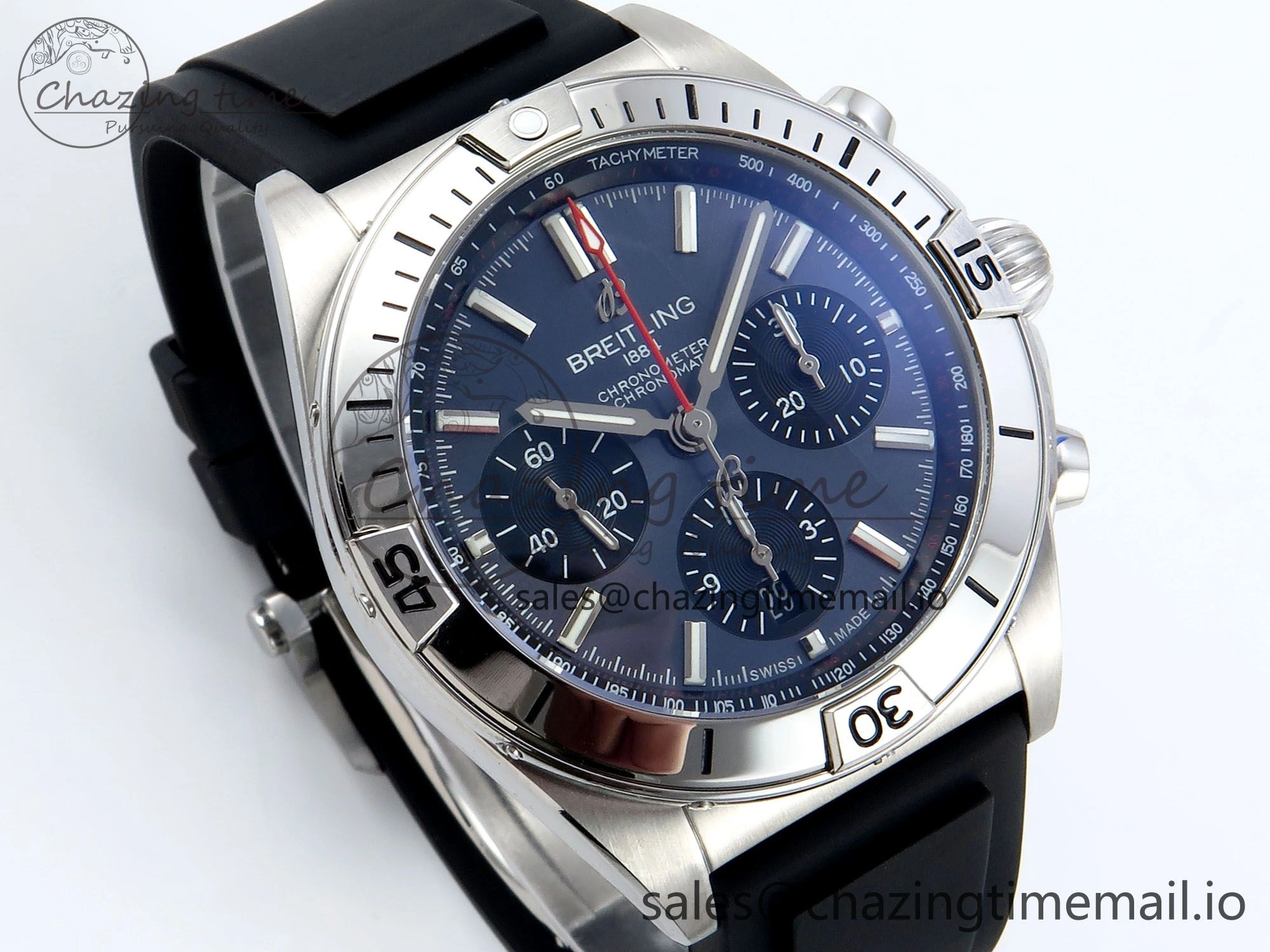 Chronomat B01 42mm SS TF 1:1 Best Edition Gray Dial on Black Rubber Strap A7750 V2