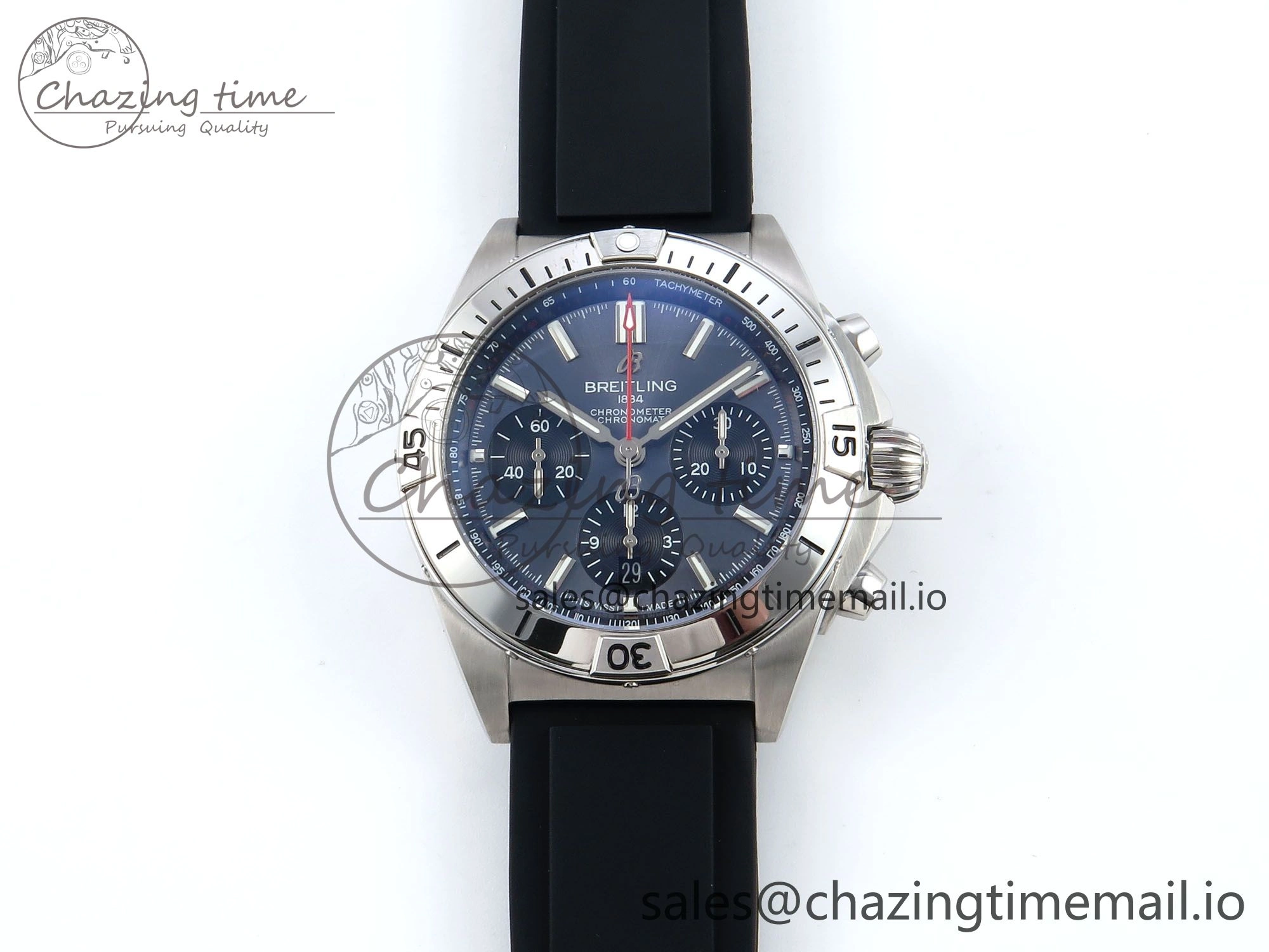 Chronomat B01 42mm SS TF 1:1 Best Edition Gray Dial on Black Rubber Strap A7750 V2