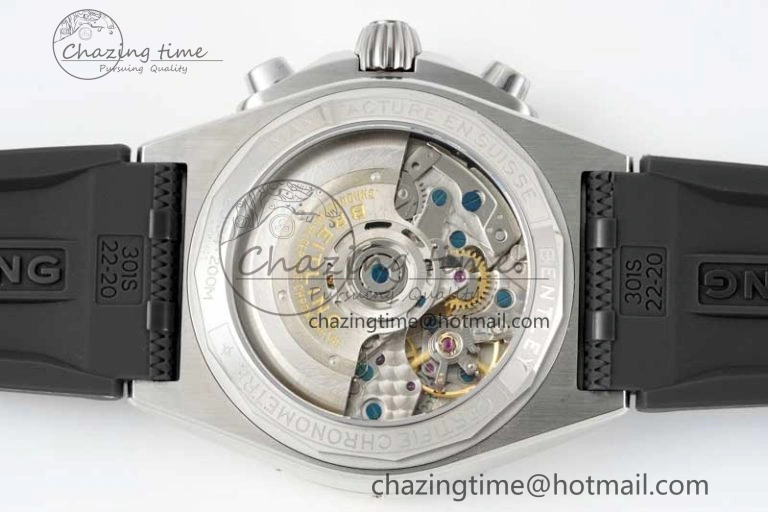 Chronomat B01 42mm SS TF 1:1 Best Edition Green Dial on Black Rubber Strap A7750