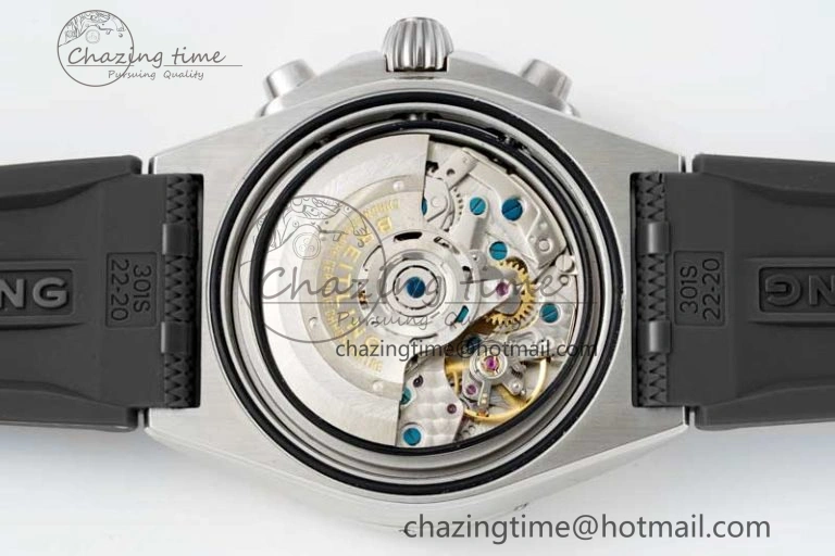 Chronomat B01 42mm SS TF 1:1 Best Edition Green Dial on Black Rubber Strap A7750