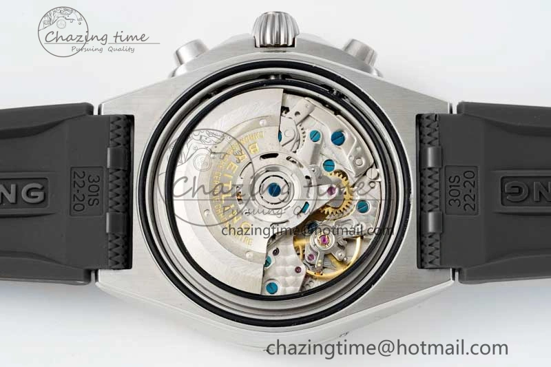 Chronomat B01 42mm SS TF 1:1 Best Edition Green Dial on Black Rubber Strap A7750