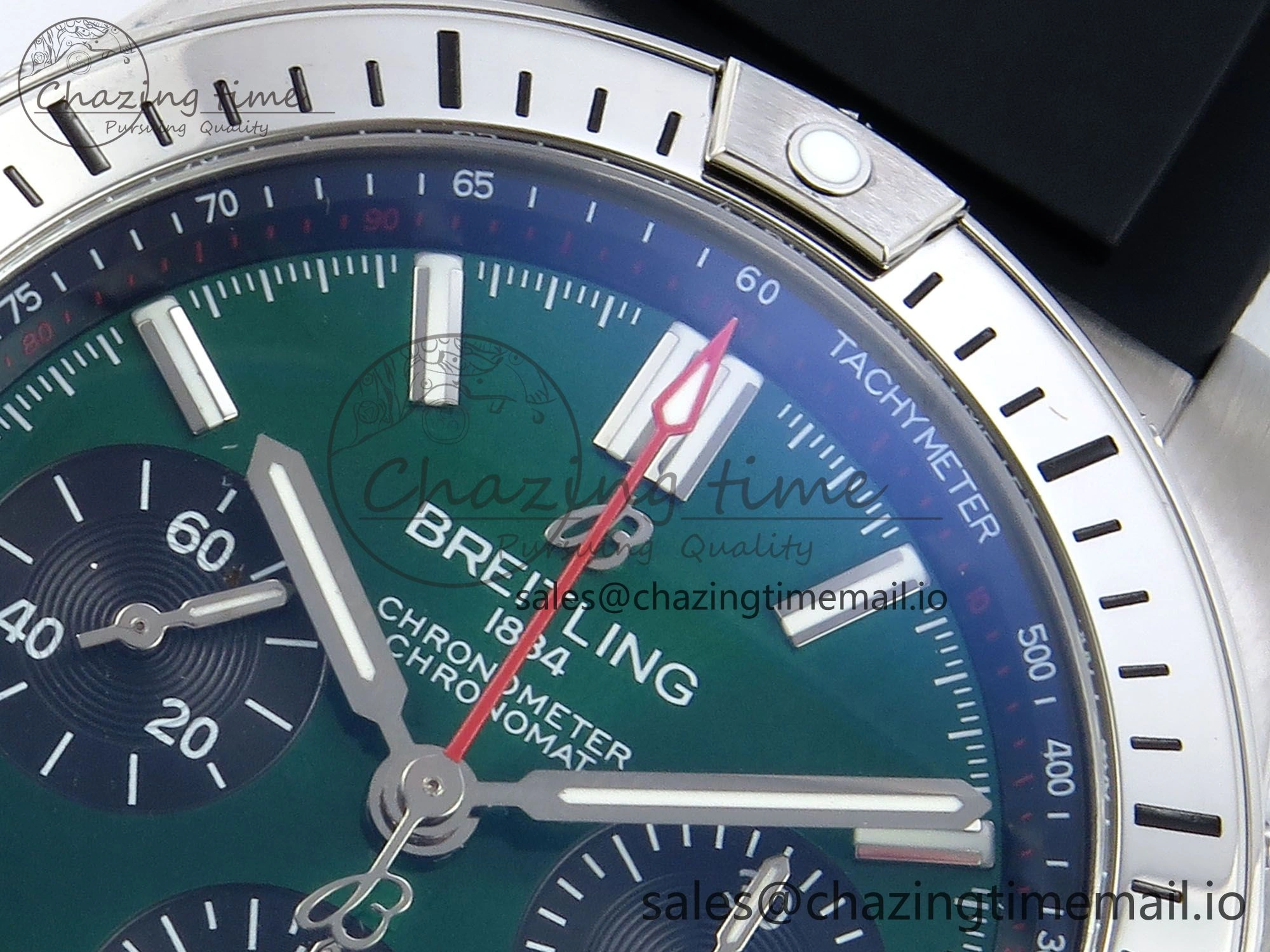 Chronomat B01 42mm SS TF 1:1 Best Edition Green Black Dial on Black Rubber Strap A7750 V2