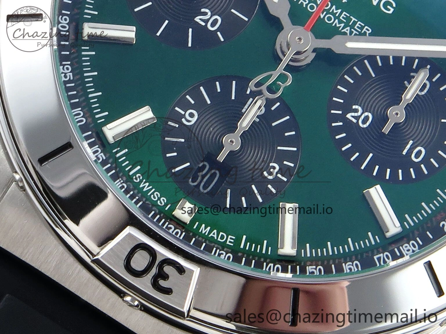 Chronomat B01 42mm SS TF 1:1 Best Edition Green Black Dial on Black Rubber Strap A7750 V2