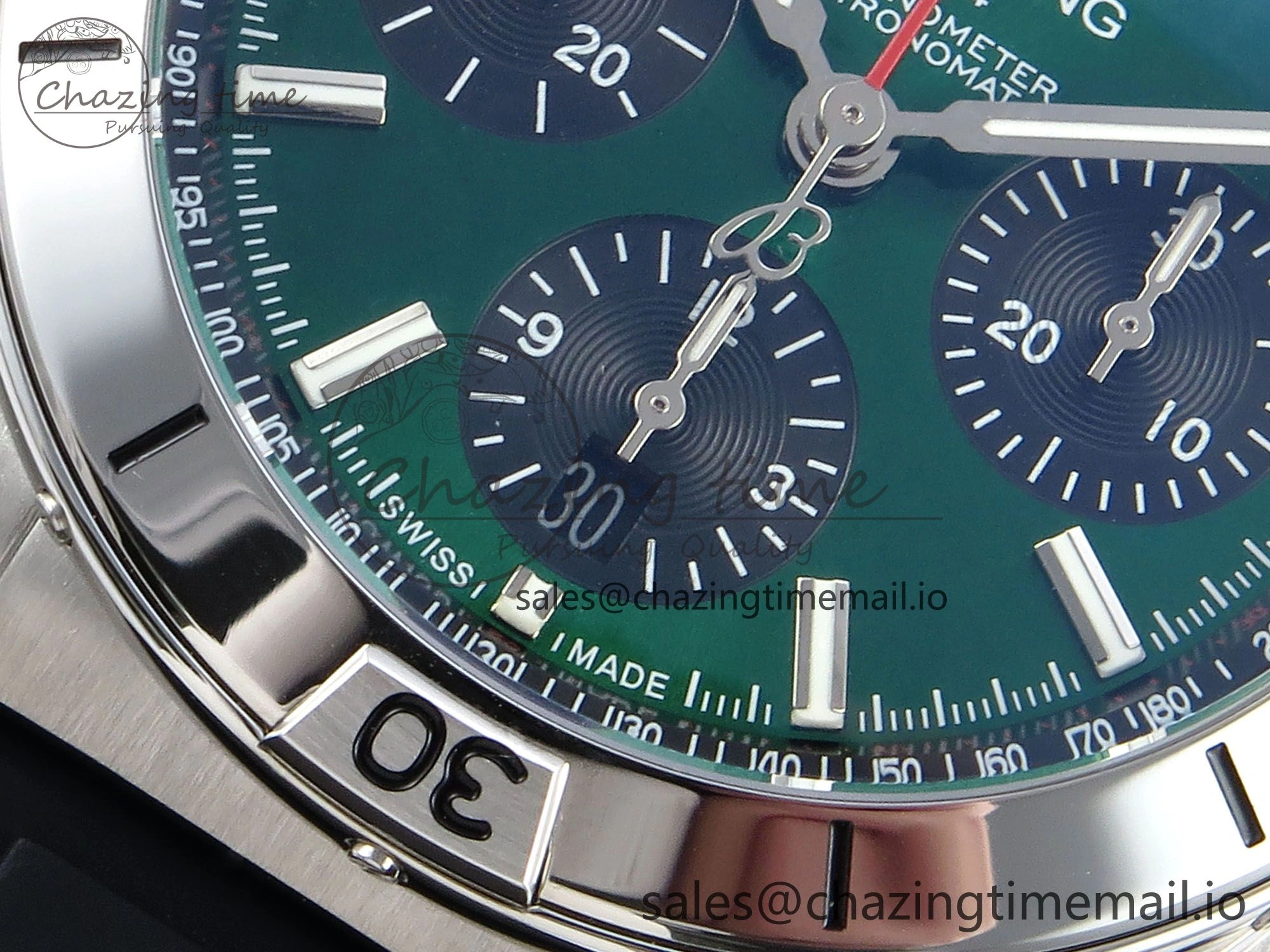 Chronomat B01 42mm SS TF 1:1 Best Edition Green Black Dial on Black Rubber Strap A7750 V2