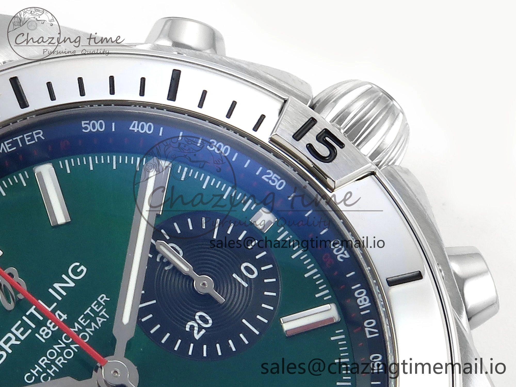 Chronomat B01 42mm SS TF 1:1 Best Edition Green Black Dial on Black Rubber Strap A7750 V2