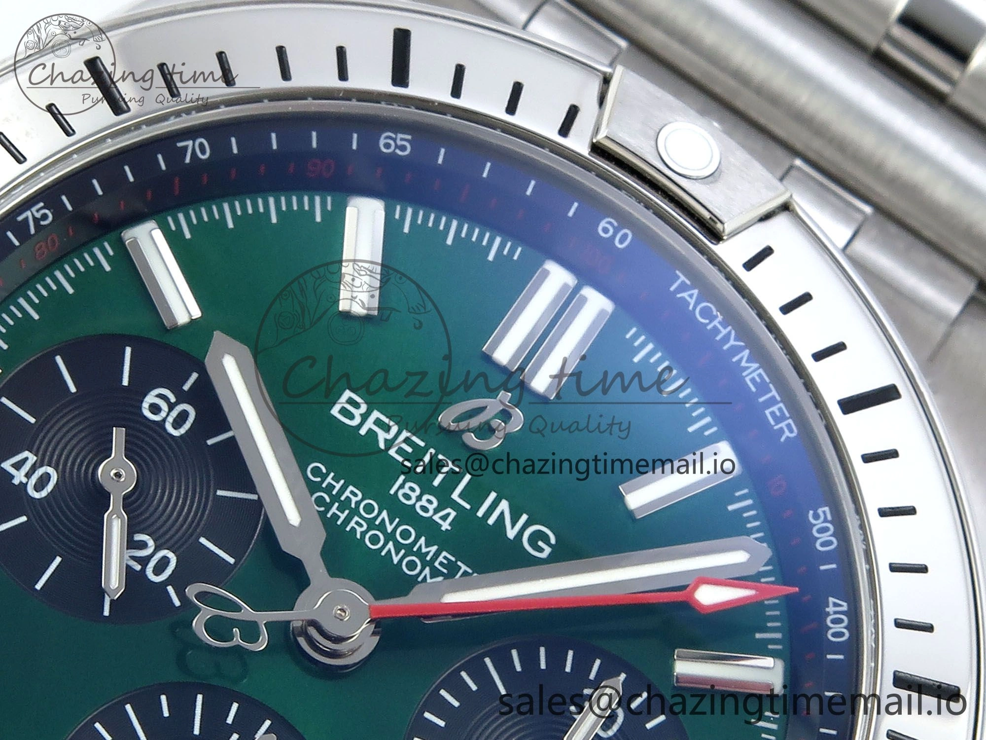 Chronomat B01 42mm SS TF 1:1 Best Edition Green Black Dial on SS Bracelet A7750 V2