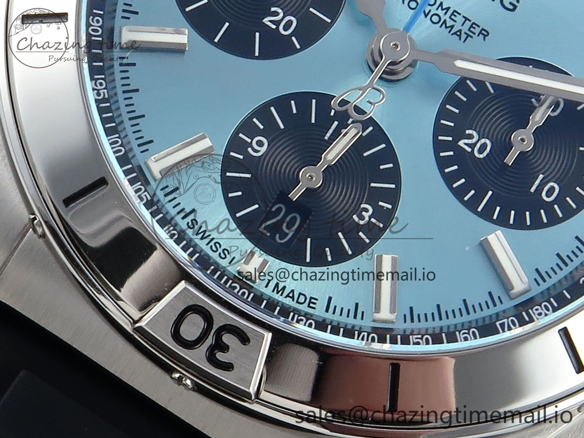 Chronomat B01 42mm SS TF 1:1 Best Edition Ice Blue Dial on Black Rubber Strap A7750 V2