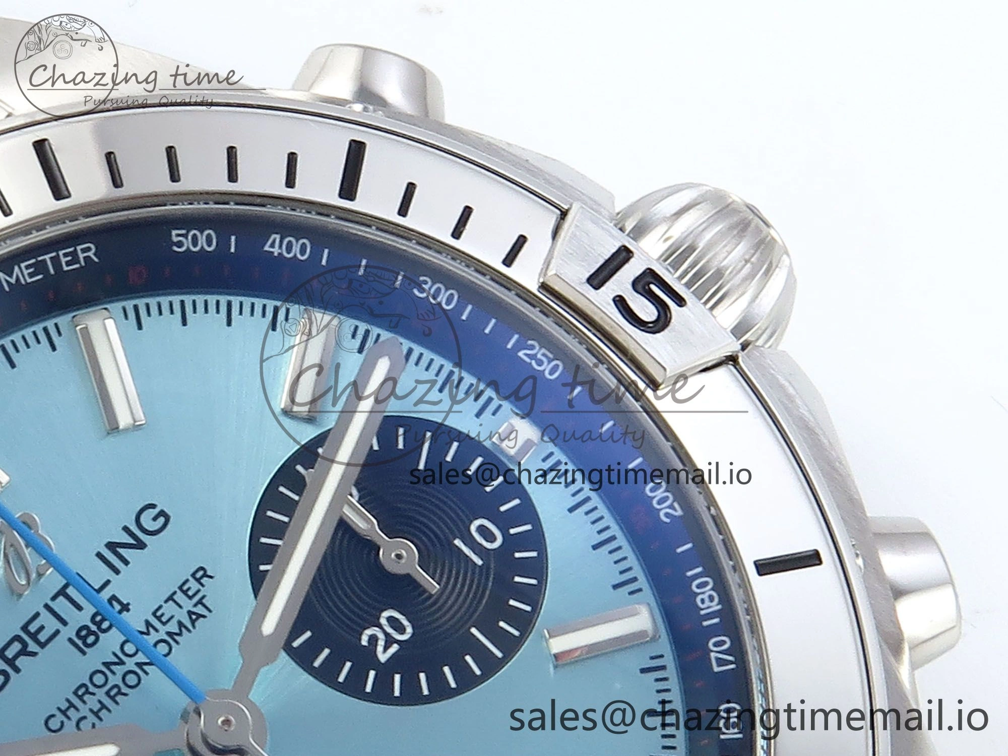 Chronomat B01 42mm SS TF 1:1 Best Edition Ice Blue Dial on Black Rubber Strap A7750 V2