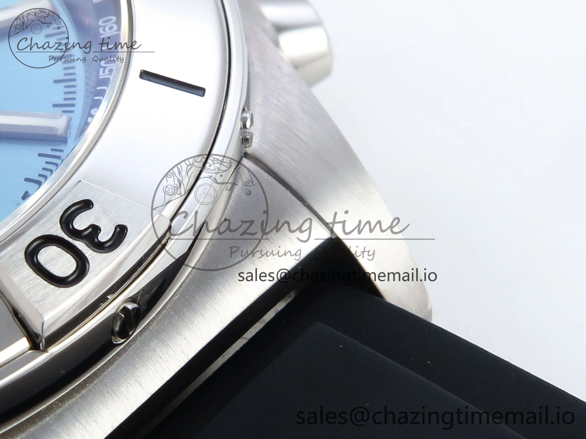Chronomat B01 42mm SS TF 1:1 Best Edition Ice Blue Dial on Black Rubber Strap A7750 V2