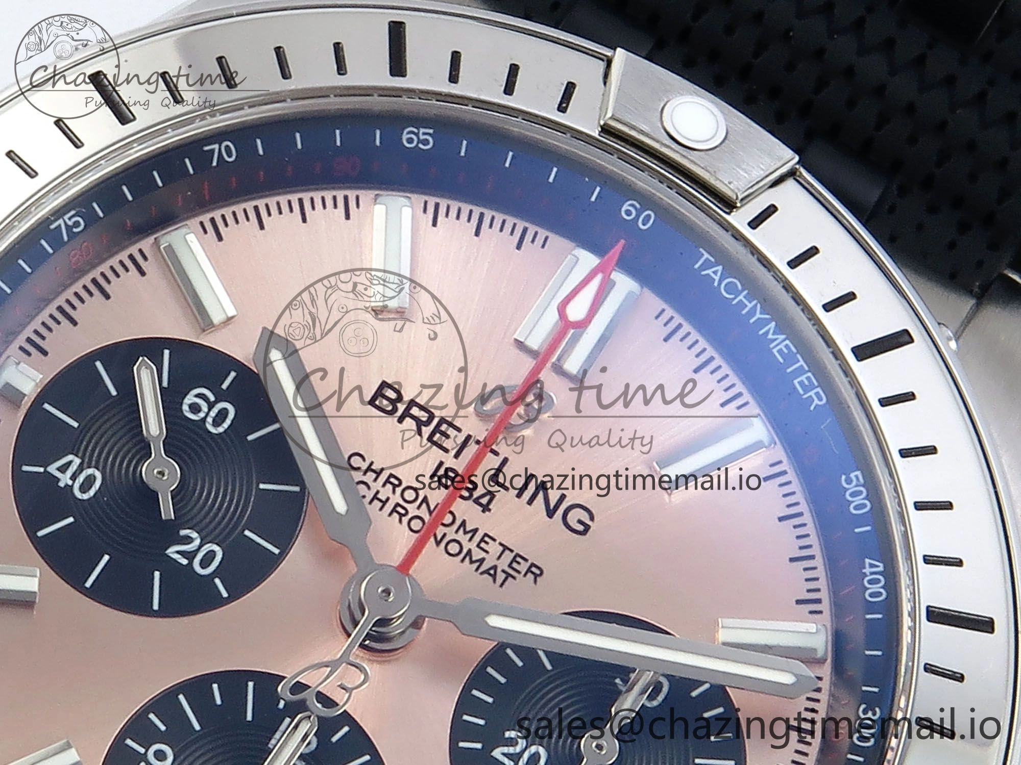 Chronomat B01 42mm SS TF 1:1 Best Edition RG Black Dial on Black Rouleaux Strap A7750 V2