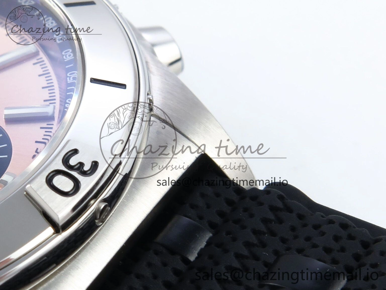 Chronomat B01 42mm SS TF 1:1 Best Edition RG Black Dial on Black Rouleaux Strap A7750 V2
