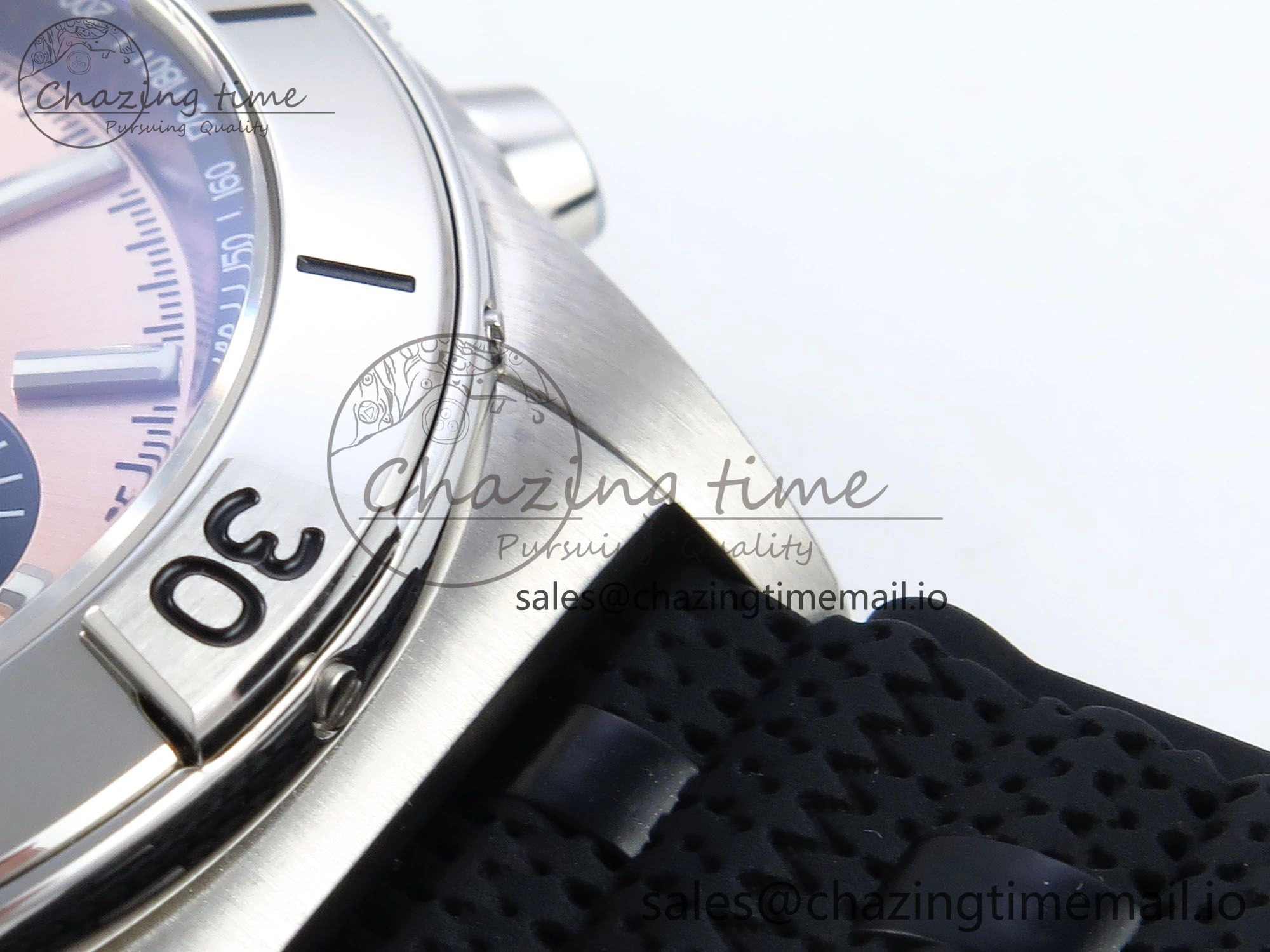 Chronomat B01 42mm SS TF 1:1 Best Edition RG Black Dial on Black Rouleaux Strap A7750 V2