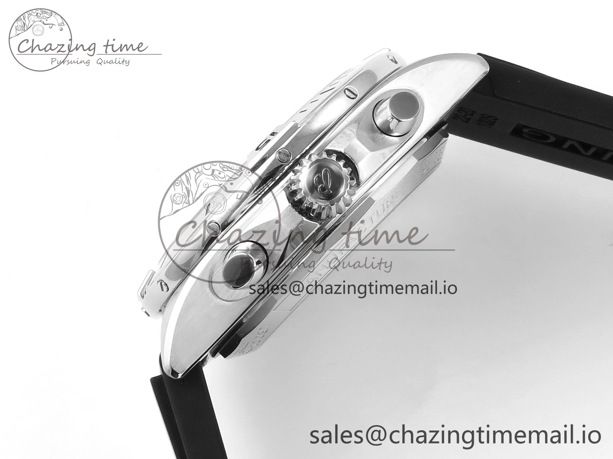 Chronomat B01 42mm SS TF 1:1 Best Edition RG Black Dial on Black Rubber Strap A7750 V2
