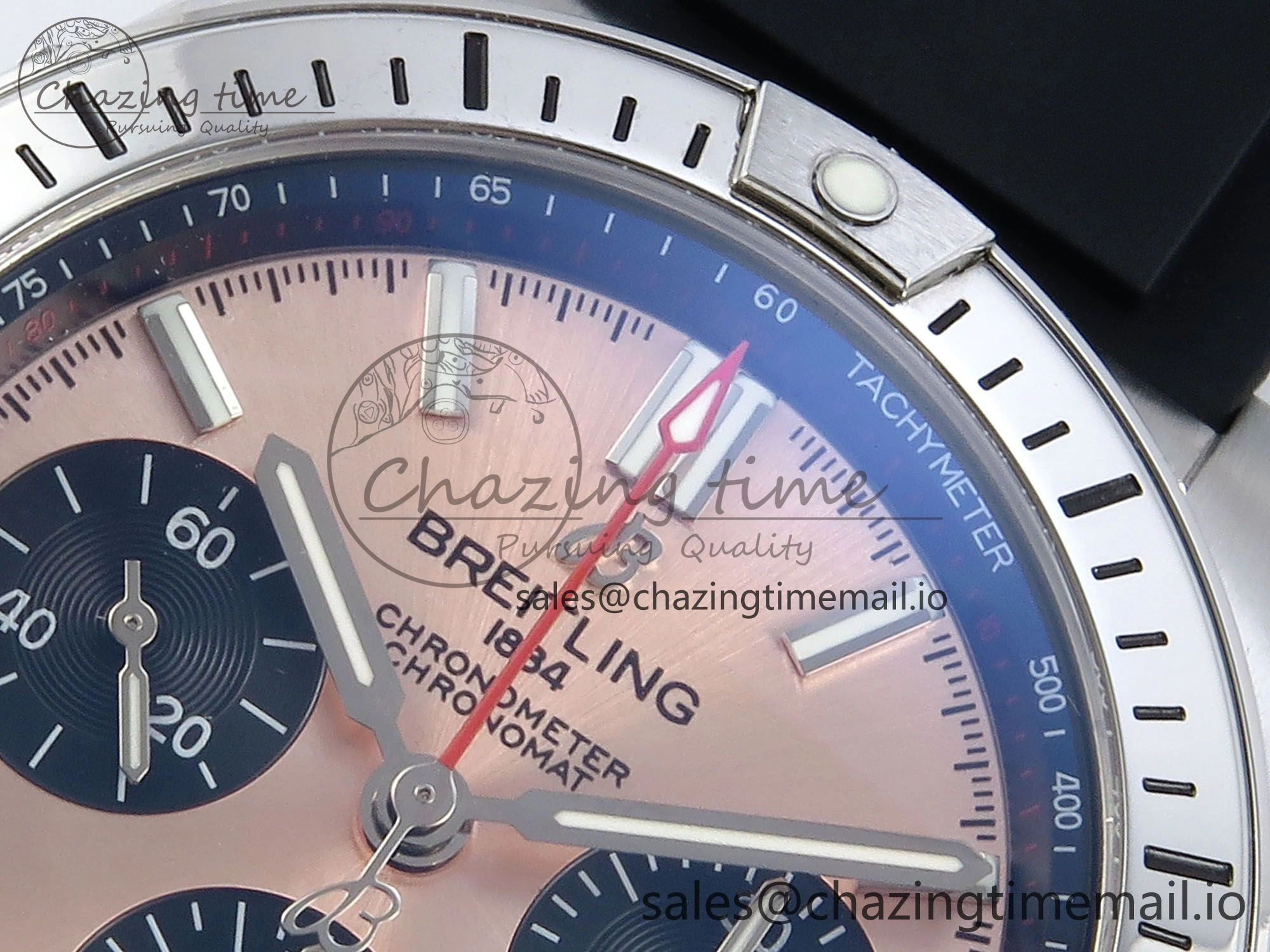 Chronomat B01 42mm SS TF 1:1 Best Edition RG Black Dial on Black Rubber Strap A7750 V2