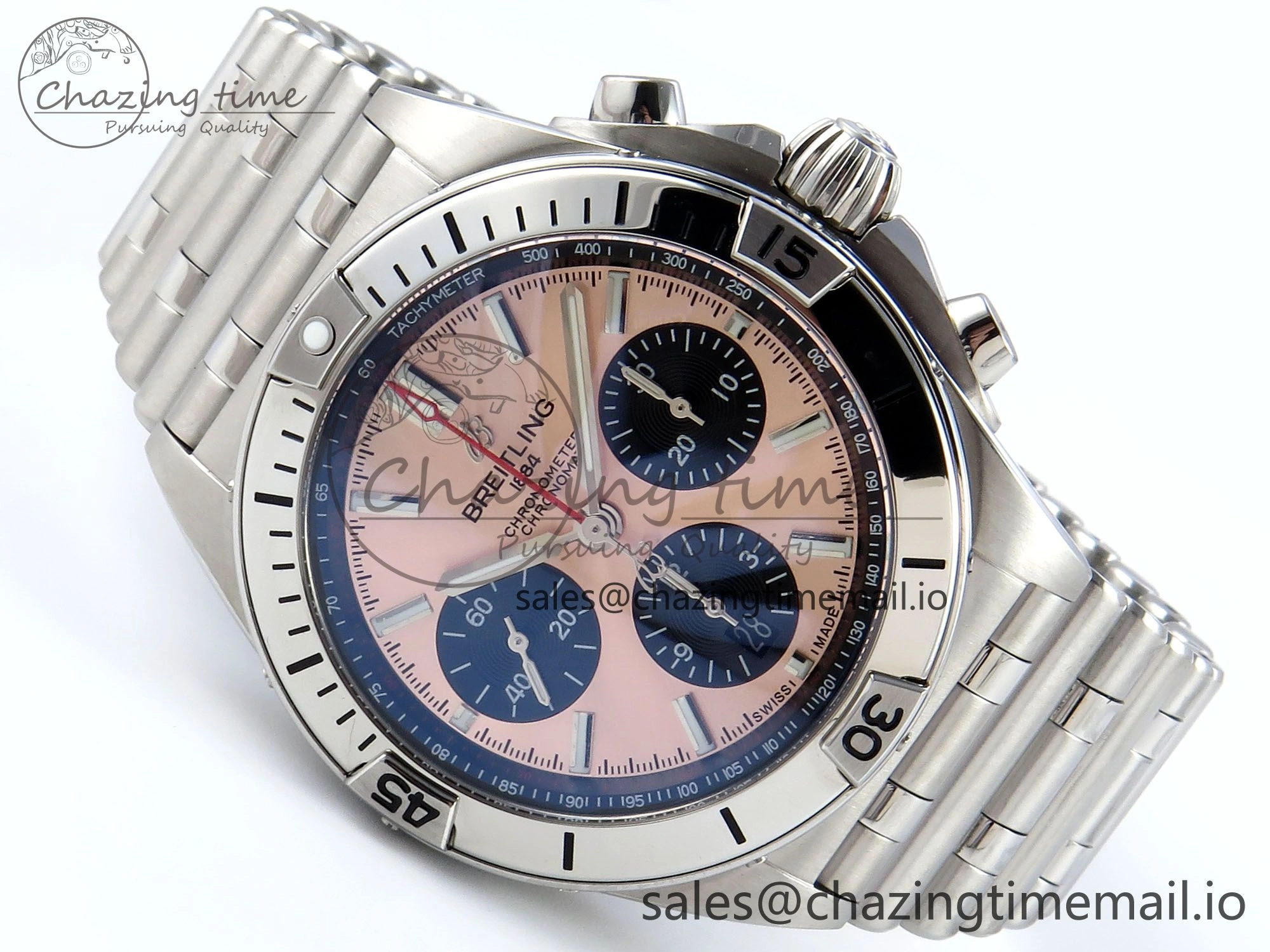 Chronomat B01 42mm SS TF 1:1 Best Edition RG Black Dial on SS Bracelet A7750 V2