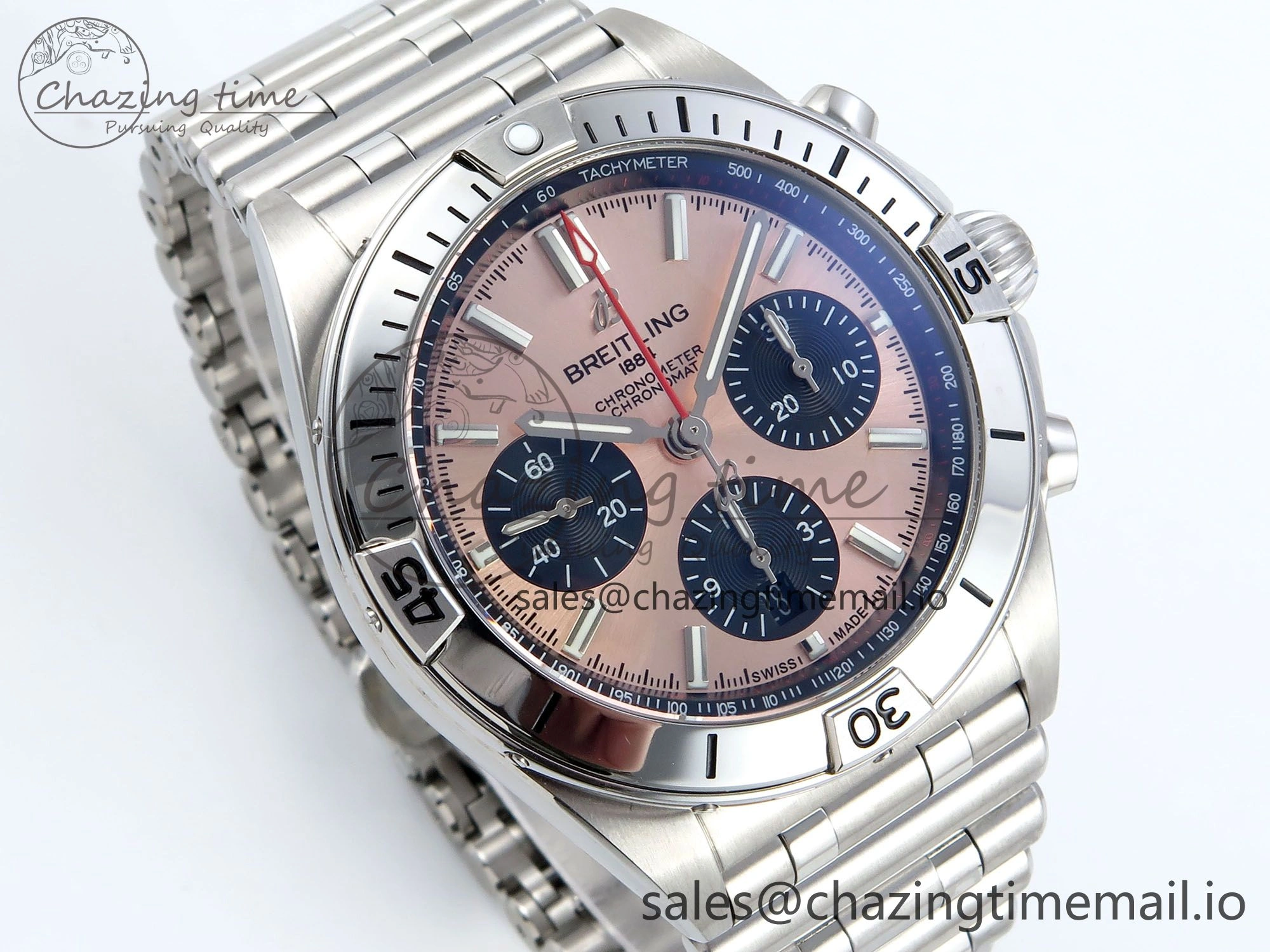 Chronomat B01 42mm SS TF 1:1 Best Edition RG Black Dial on SS Bracelet A7750 V2