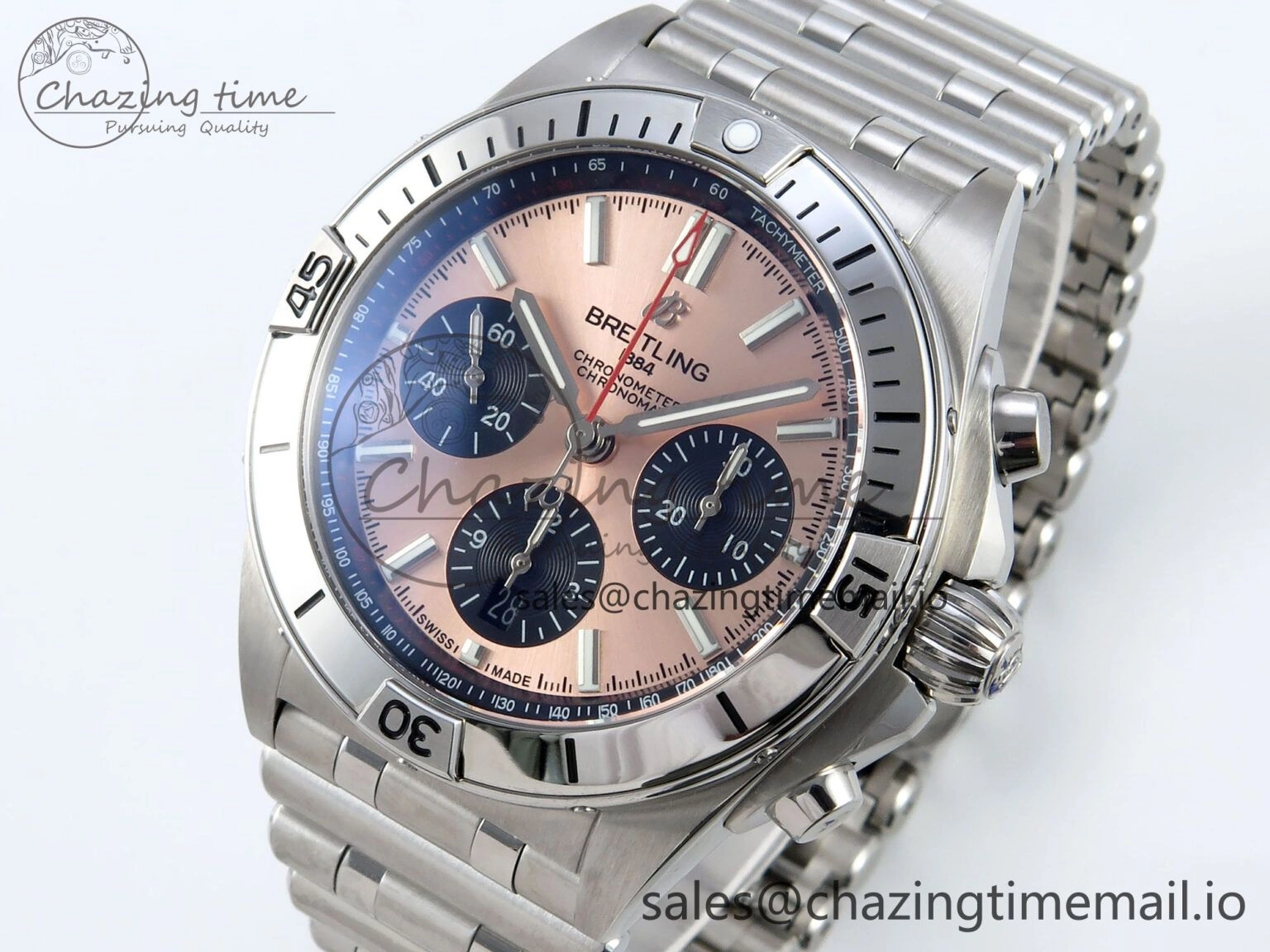 Chronomat B01 42mm SS TF 1:1 Best Edition RG Black Dial on SS Bracelet A7750 V2