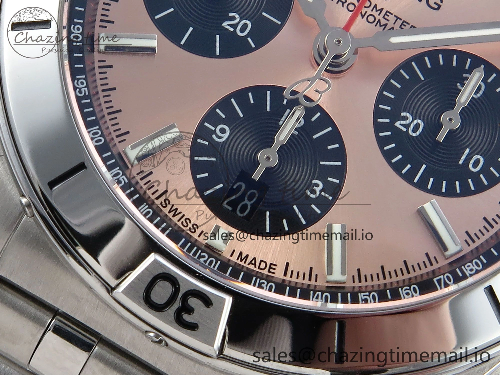 Chronomat B01 42mm SS TF 1:1 Best Edition RG Black Dial on SS Bracelet A7750 V2