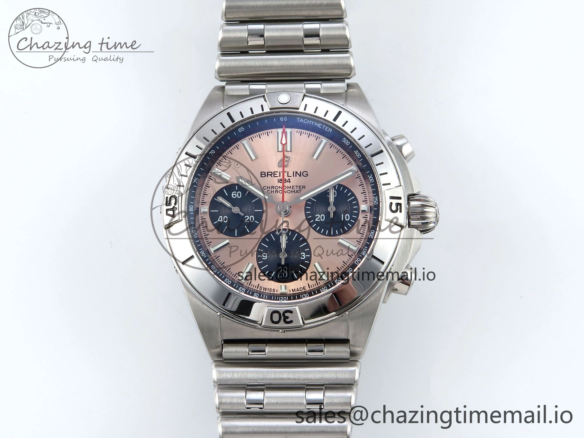 Chronomat B01 42mm SS TF 1:1 Best Edition RG Black Dial on SS Bracelet A7750 V2